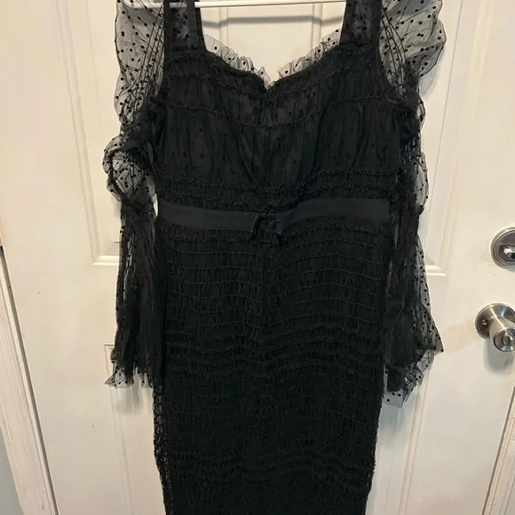 Elegant Black Lace Mesh VENUS Dress - Picture 5 of 6